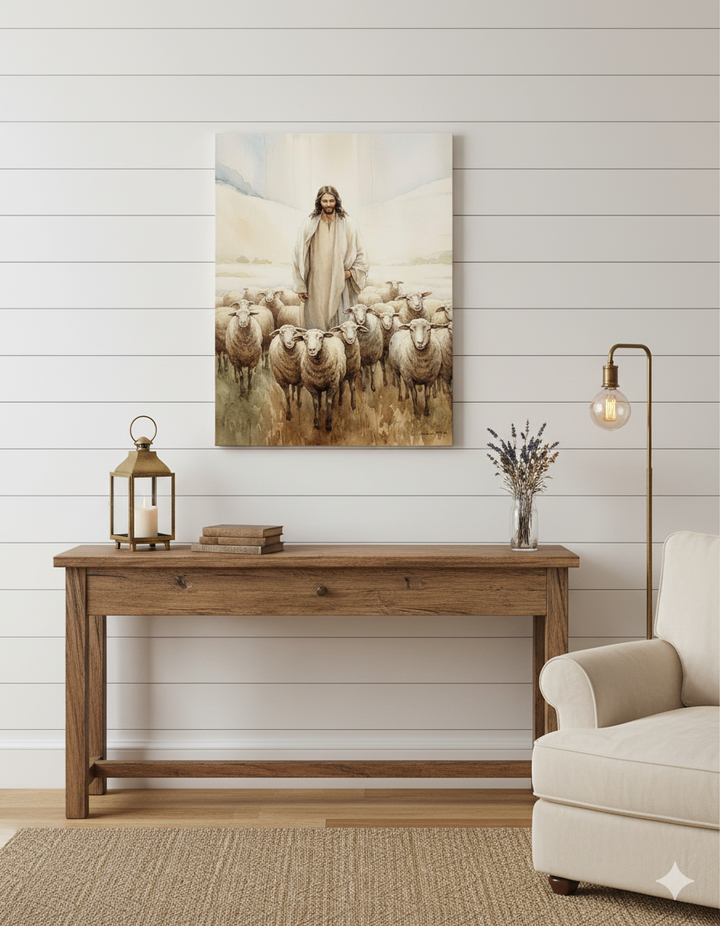 Jesus the Good Shepherd | Christian Matte Canvas Wall Art – Peaceful Faith Home Décor