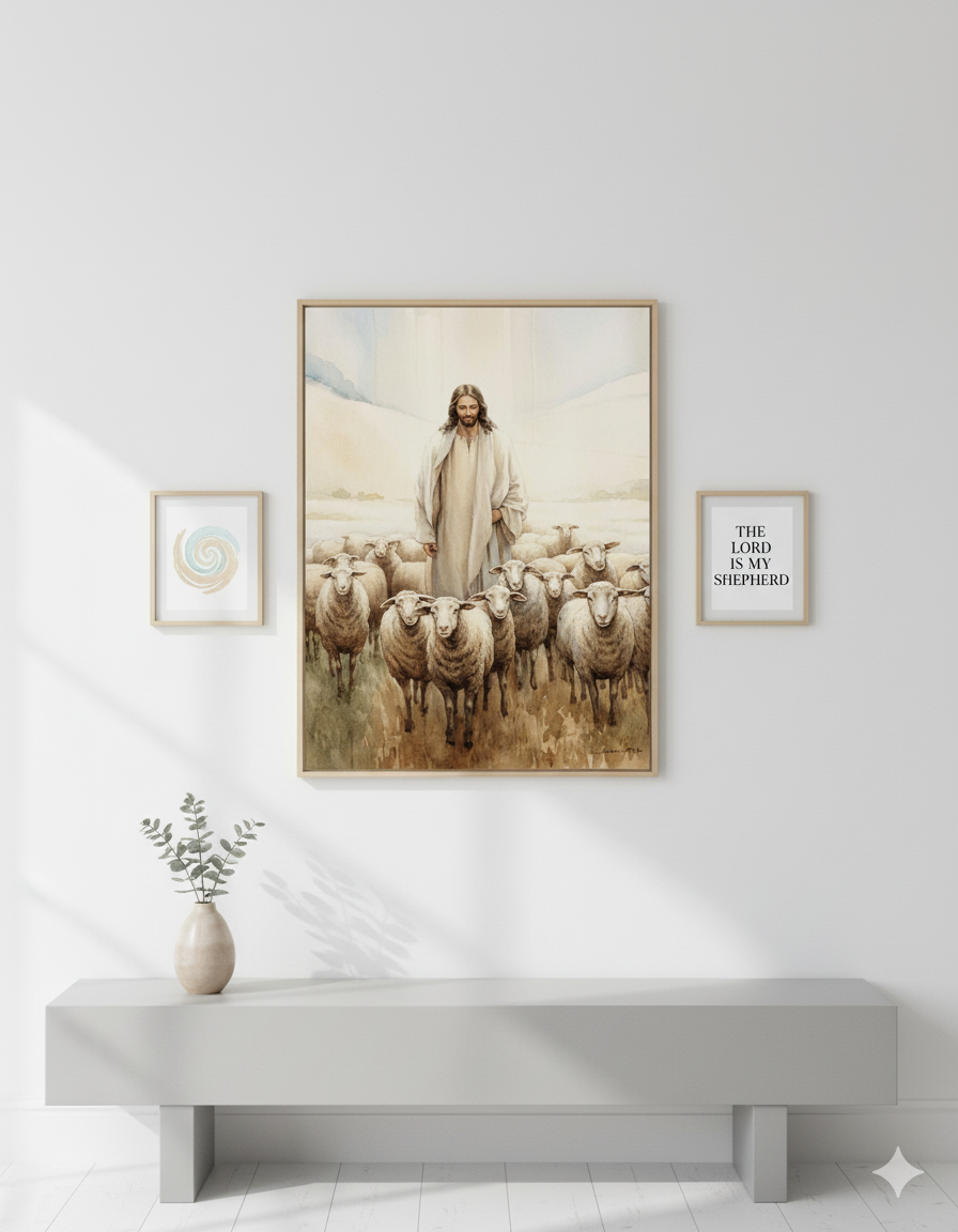 Jesus the Good Shepherd | Christian Matte Canvas Wall Art – Peaceful Faith Home Décor