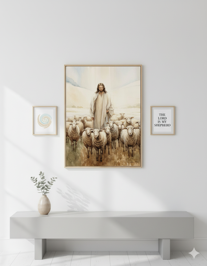 Jesus the Good Shepherd | Christian Matte Canvas Wall Art – Peaceful Faith Home Décor