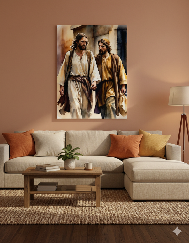 Never Alone | Jesus and Disciples Canvas – Inspirational Christian Wall Art for Home or Office
