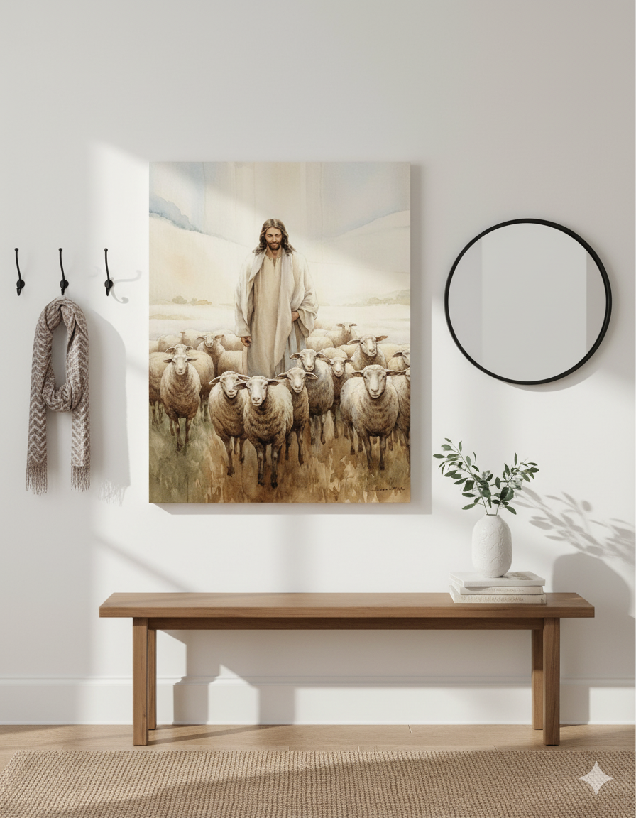 Jesus the Good Shepherd | Christian Matte Canvas Wall Art – Peaceful Faith Home Décor