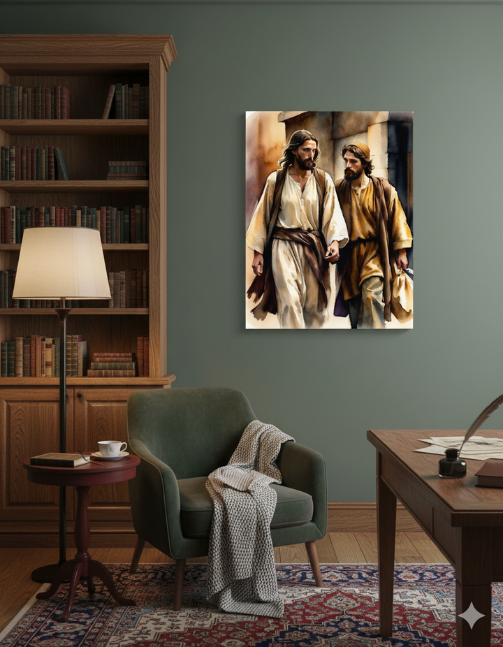 Never Alone | Jesus and Disciples Canvas – Inspirational Christian Wall Art for Home or Office