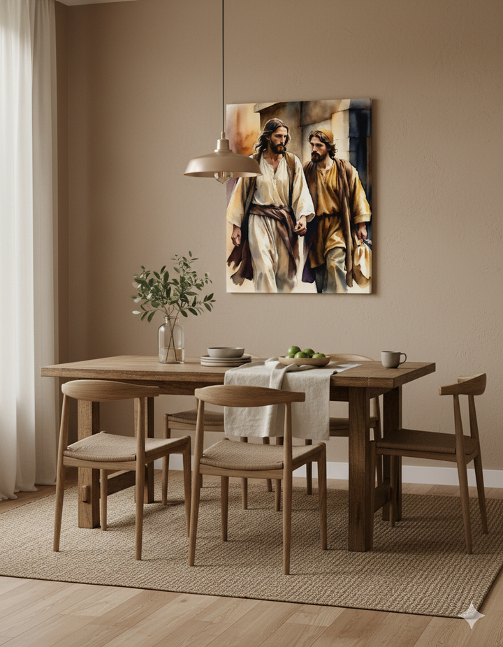 Never Alone | Jesus and Disciples Canvas – Inspirational Christian Wall Art for Home or Office