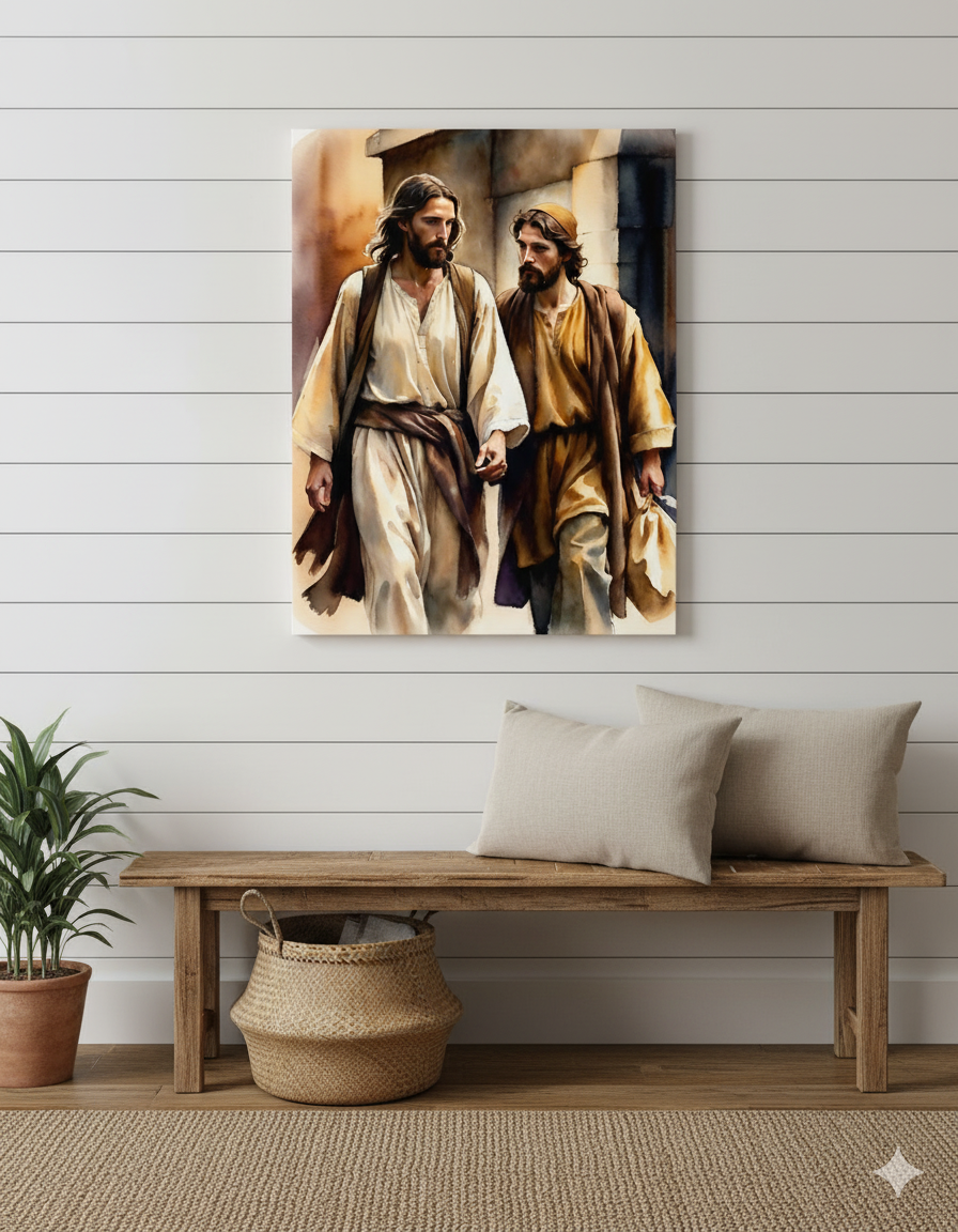 Never Alone | Jesus and Disciples Canvas – Inspirational Christian Wall Art for Home or Office
