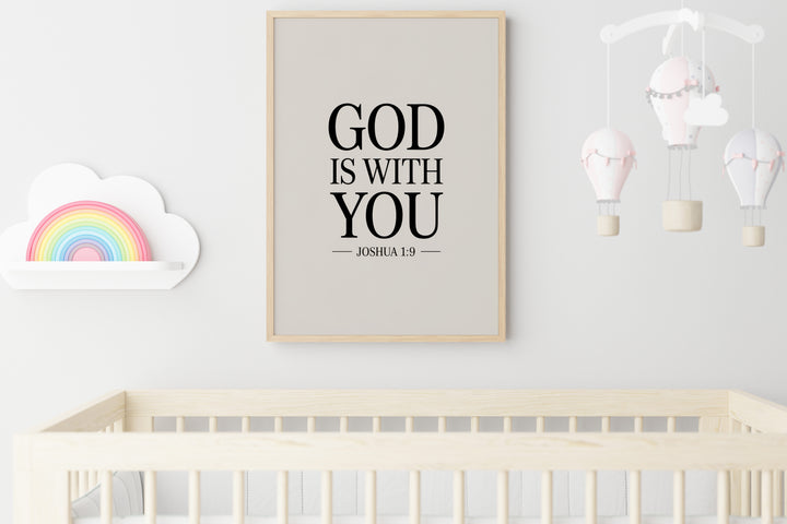 God Is With You – Joshua 1:9 Printable | Christian Scripture Typography Wall Art