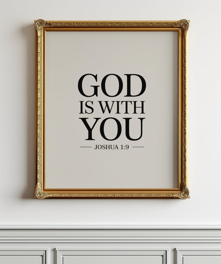 God Is With You – Joshua 1:9 Printable | Christian Scripture Typography Wall Art