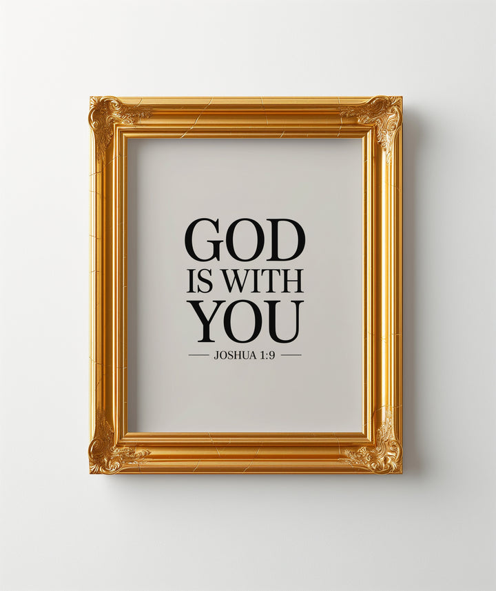 God Is With You – Joshua 1:9 Printable | Christian Scripture Typography Wall Art