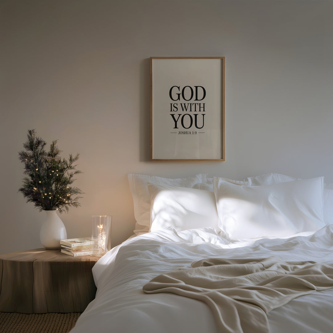 God Is With You – Joshua 1:9 Printable | Christian Scripture Typography Wall Art