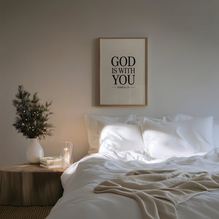 God Is With You – Joshua 1:9 Printable | Christian Scripture Typography Wall Art