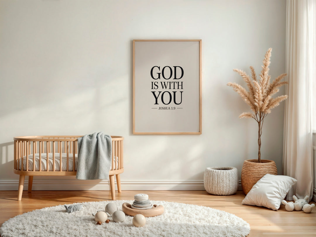 God Is With You – Joshua 1:9 Printable | Christian Scripture Typography Wall Art