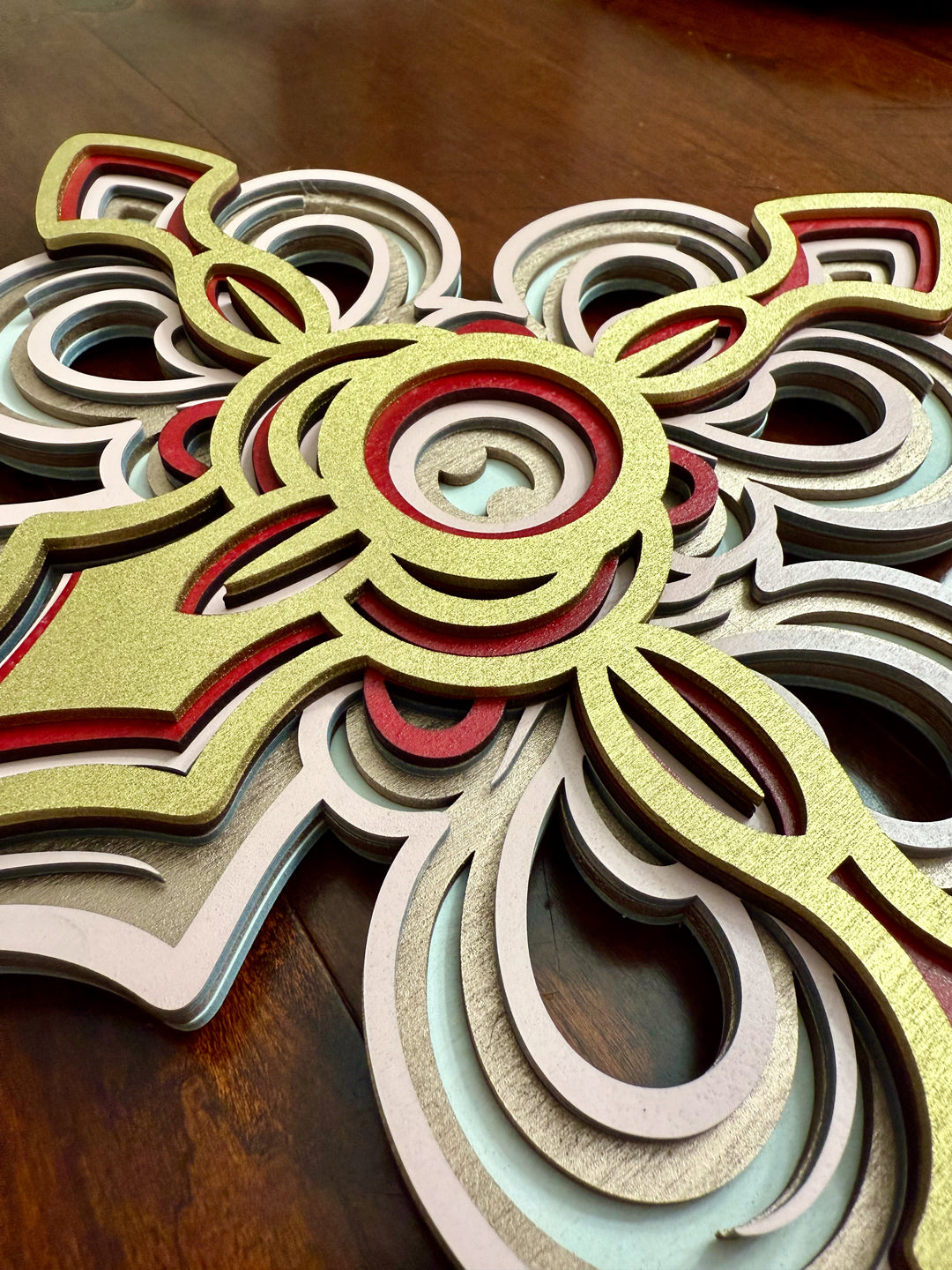 Ornate Multilayer Cross - Handcrafted Christian Wood Wall Art | Religious Home Decor