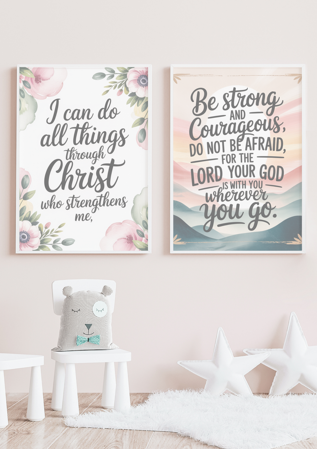 Faithful Foundations Bible Verse Bundle - Christian Wall Art Printables Set | Philippians 4:13, Jeremiah 29:11, Joshua 1:9, Proverbs 3:5-6