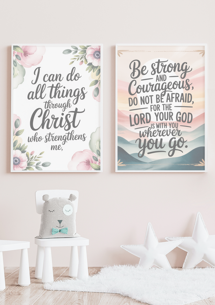 Faithful Foundations Bible Verse Bundle - Christian Wall Art Printables Set | Philippians 4:13, Jeremiah 29:11, Joshua 1:9, Proverbs 3:5-6