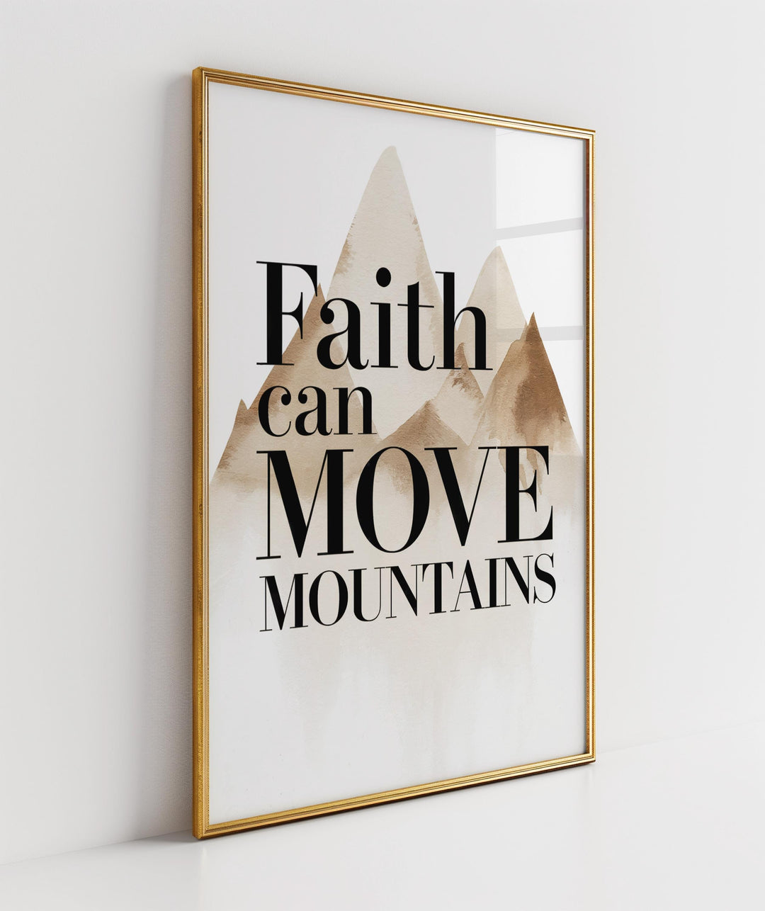 Minimalist Christian Art Printable, Faith Can Move Mountains, Matthew 17:20 Scripture Print, Modern Inspirational Wall Decor