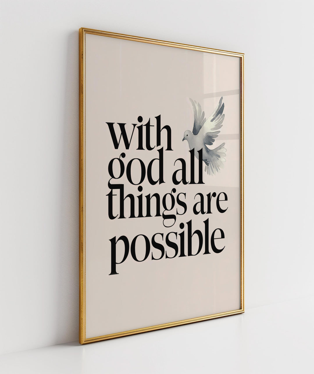 Matthew 19:26 Bible Verse Wall Art – Christian Scripture Print | Faith-Based Home Decor