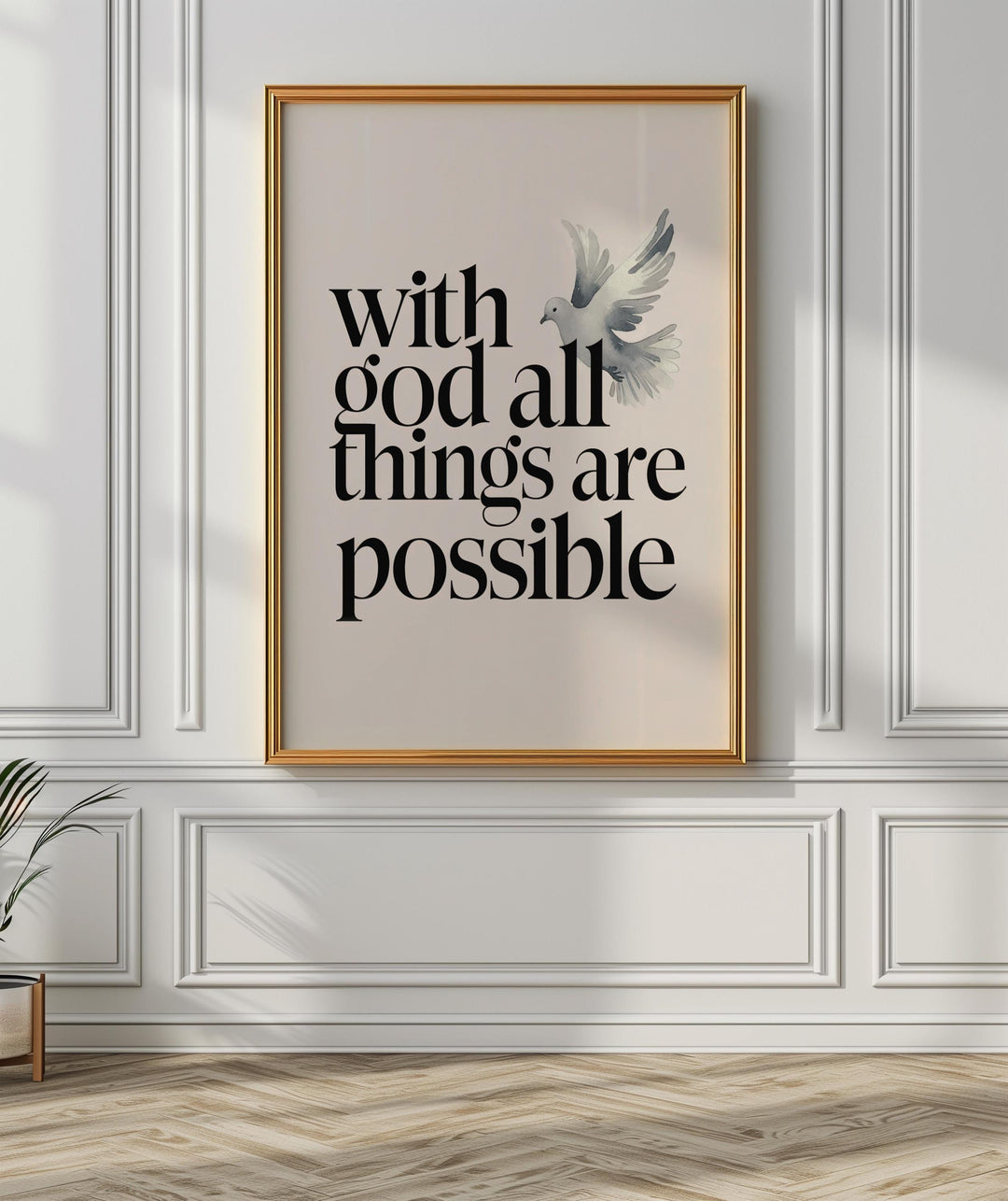 Matthew 19:26 Bible Verse Wall Art – Christian Scripture Print | Faith-Based Home Decor
