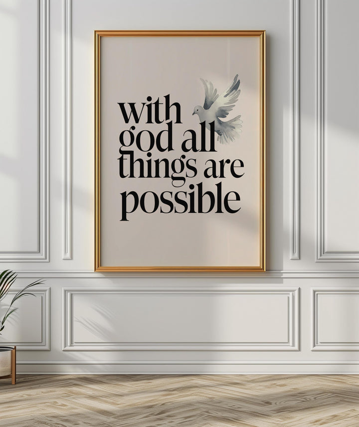 Matthew 19:26 Bible Verse Wall Art – Christian Scripture Print | Faith-Based Home Decor