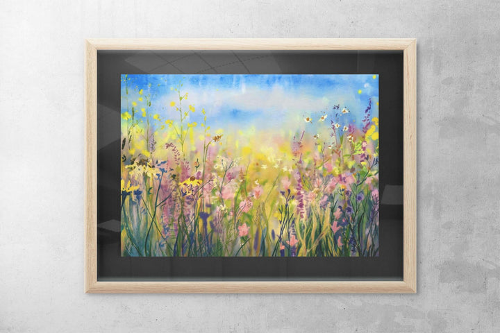 Vibrant Wildflower Meadow Landscape Print | Digital Download | Nature Wall Art | Instant Download | Floral Decor