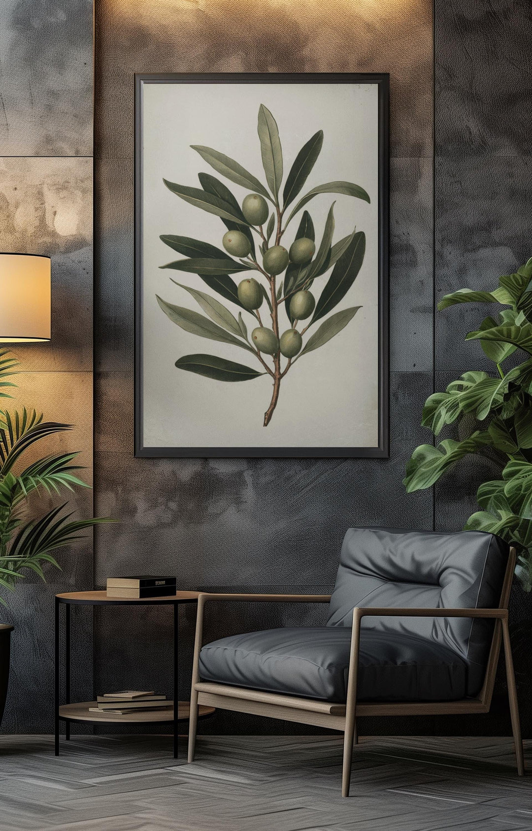 Elegant Olive Branch Botanical Illustration Instant Download - Minimalist Home Decor - Neutral Tones - Digital Art Print - Printable Wall