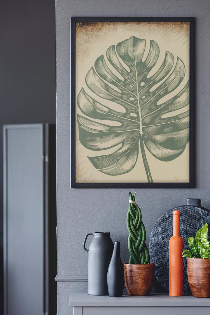 Timeless Monstera Leaf Wall Art | Printable Botanical Illustration for Modern and Minimalist Decor - Instant Download - Personal Use Only