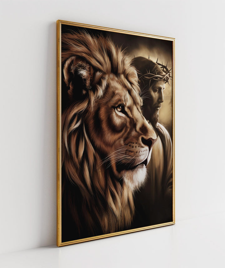 Lion of Judah Wall Art – Crown of Thorns Printable | Christian Strength Scripture Decor