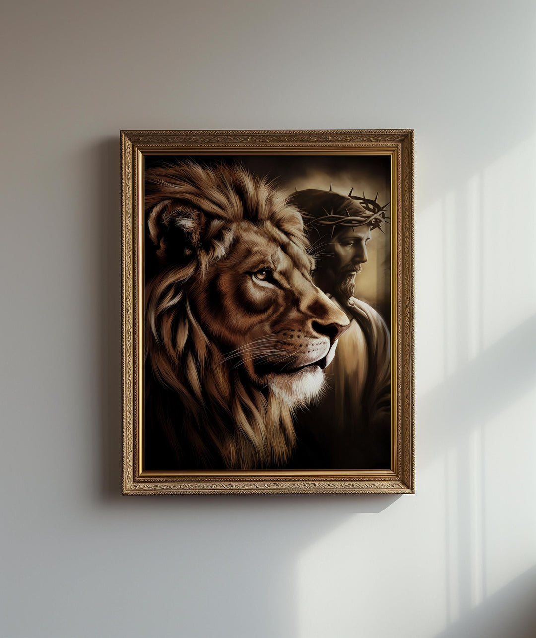 Lion of Judah Wall Art – Crown of Thorns Printable | Christian Strength Scripture Decor