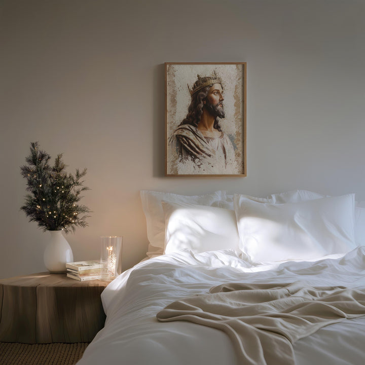 Radiant Jesus Christ Portrait: Christian Wall Art Digital Download - Majestic King of Kings Painting