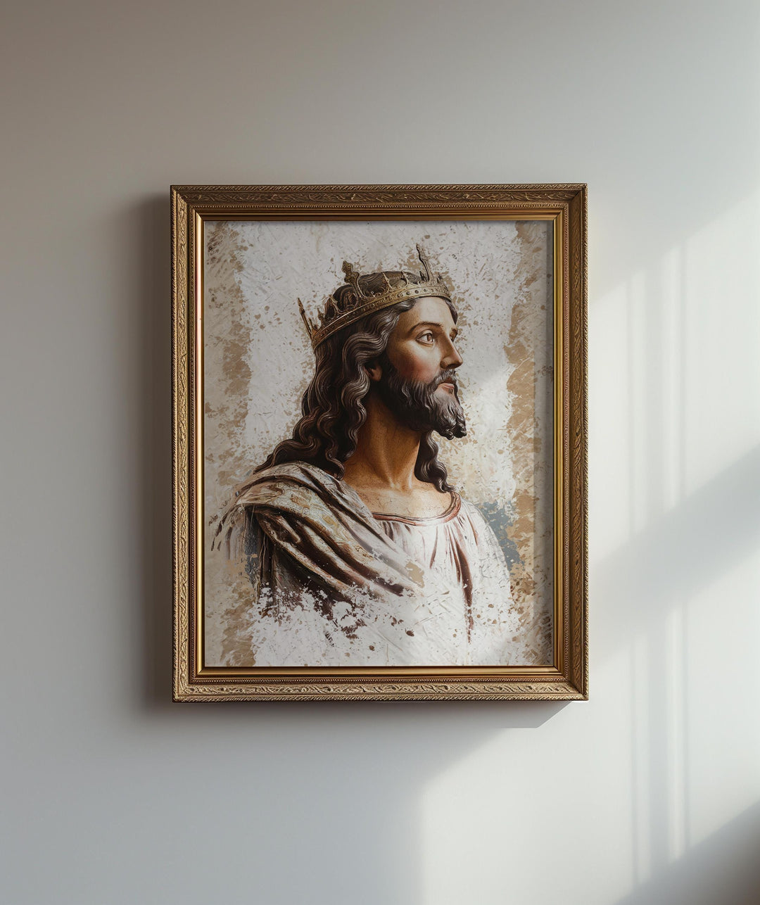 Radiant Jesus Christ Portrait: Christian Wall Art Digital Download - Majestic King of Kings Painting