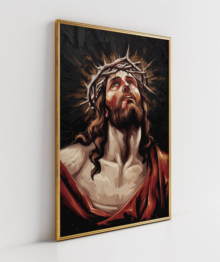 Dramatic Jesus Christ Portrait, Christian Art Print, Digital Download for Spiritual Reflection and Devotion