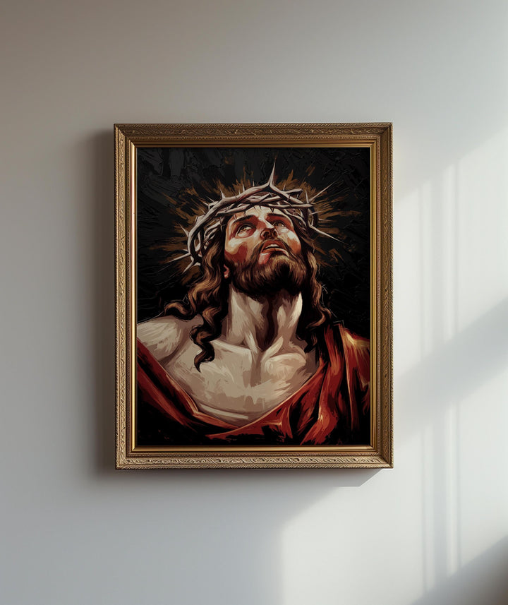 Dramatic Jesus Christ Portrait, Christian Art Print, Digital Download for Spiritual Reflection and Devotion