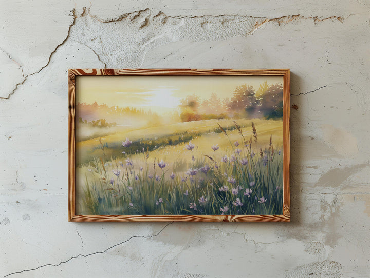 Sunrise Meadow Watercolor Painting - Peaceful Landscape Art Inspired by Lamentations 3:22