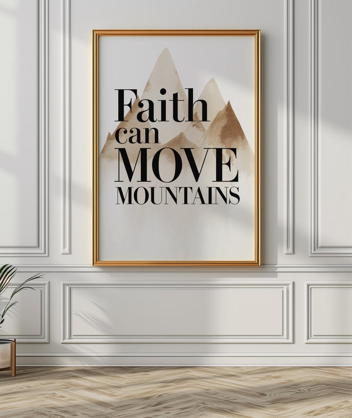 Minimalist Christian Art Printable, Faith Can Move Mountains, Matthew 17:20 Scripture Print, Modern Inspirational Wall Decor