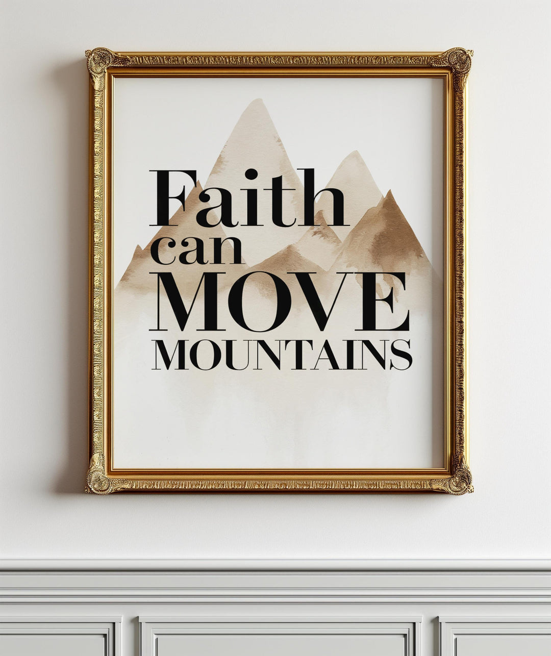 Minimalist Christian Art Printable, Faith Can Move Mountains, Matthew 17:20 Scripture Print, Modern Inspirational Wall Decor