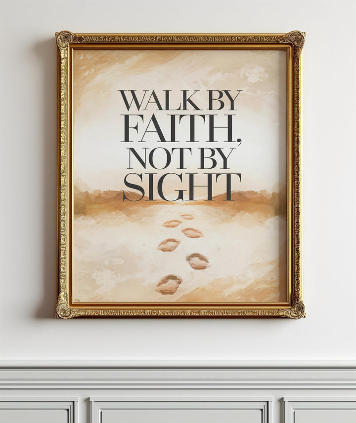 Encouraging Christian Wall Art Digital Download - Faith Inspired Decor, 2 Corinthians 5:7 Scripture Print, Instant Download, Typography