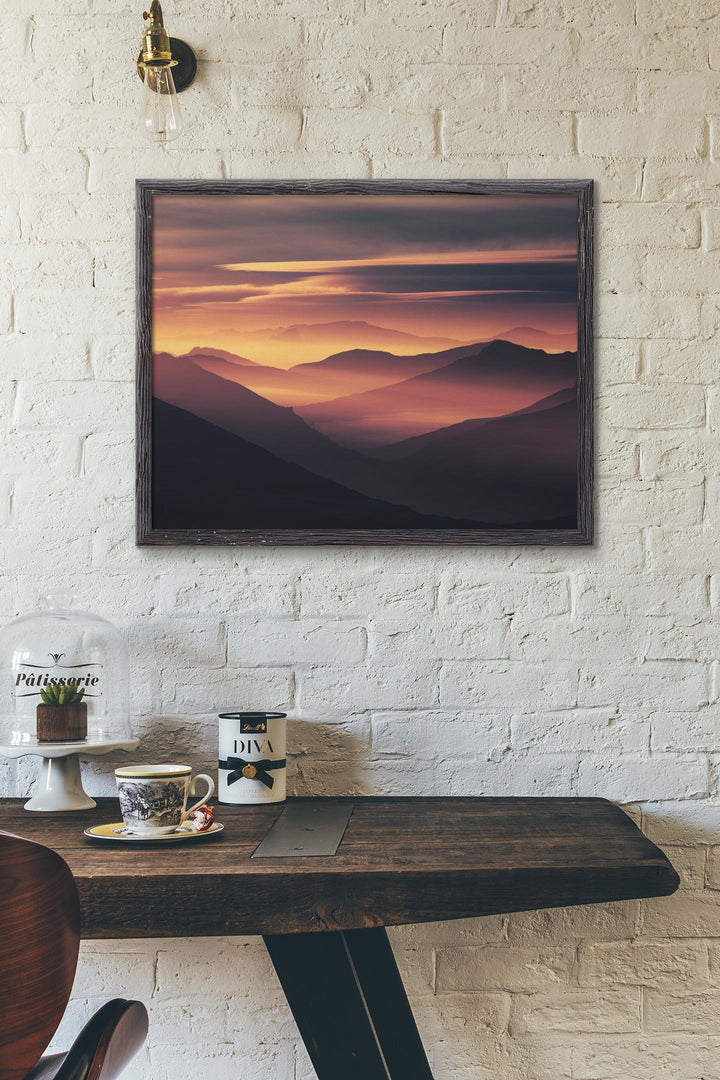 Sunset Mountain Landscape Print – Nature-Inspired Digital Wall Art | Peaceful Scenic Printable Decor