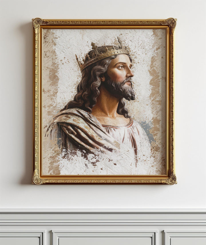 Radiant Jesus Christ Portrait: Christian Wall Art Digital Download - Majestic King of Kings Painting