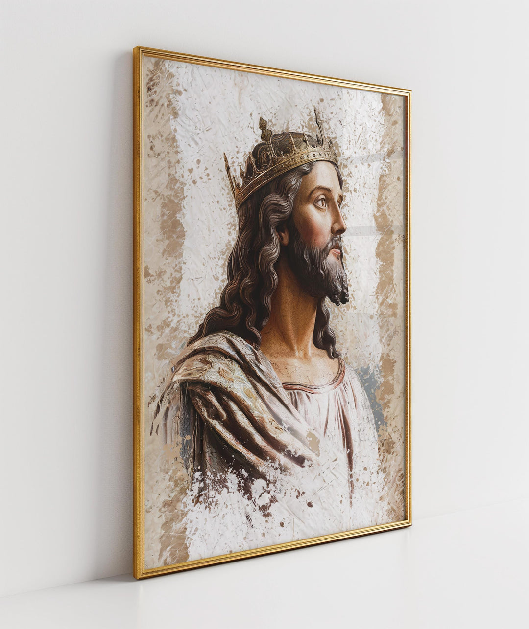 Radiant Jesus Christ Portrait: Christian Wall Art Digital Download - Majestic King of Kings Painting