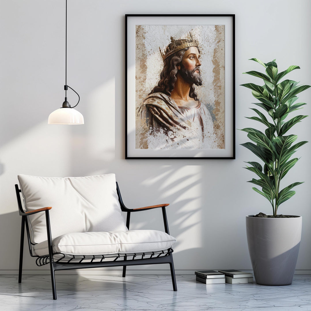 Radiant Jesus Christ Portrait: Christian Wall Art Digital Download - Majestic King of Kings Painting