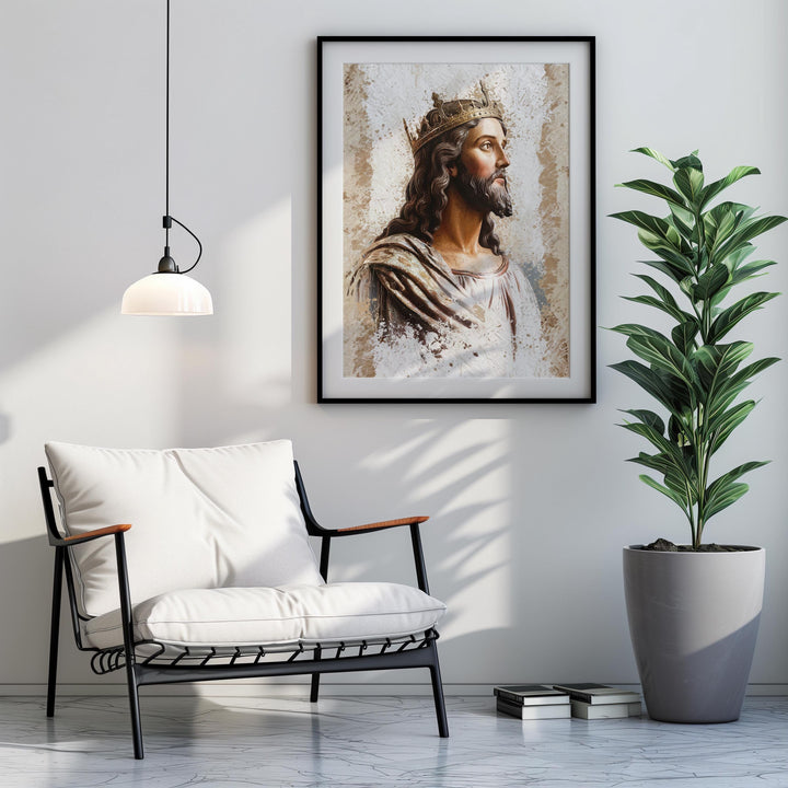 Radiant Jesus Christ Portrait: Christian Wall Art Digital Download - Majestic King of Kings Painting