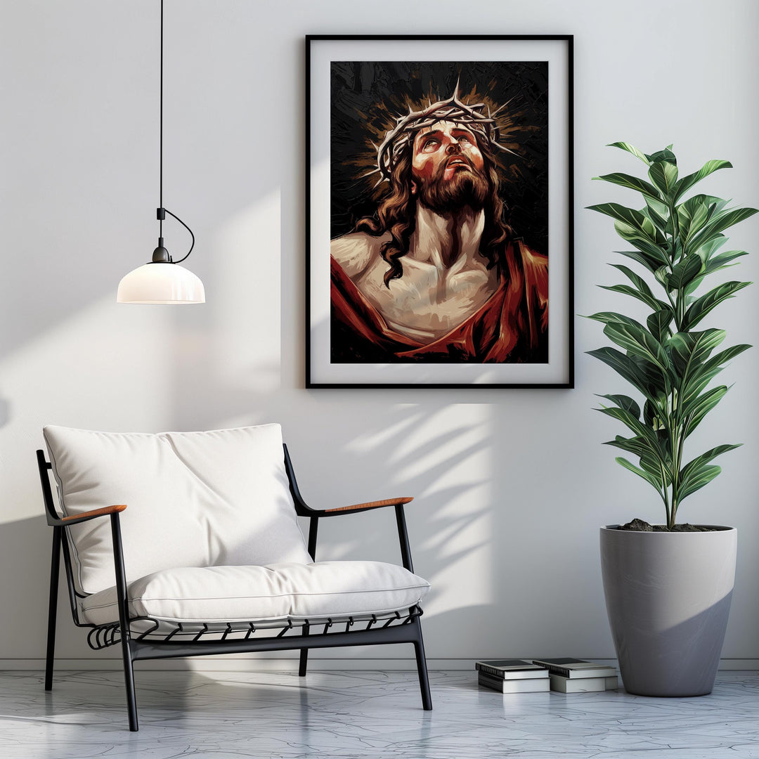 Dramatic Jesus Christ Portrait, Christian Art Print, Digital Download for Spiritual Reflection and Devotion