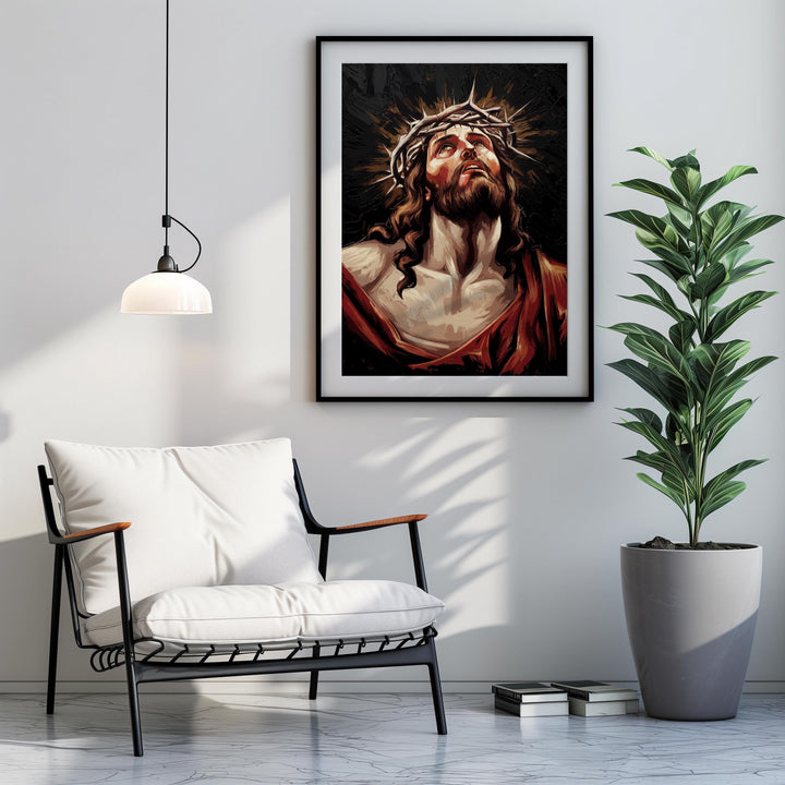 Dramatic Jesus Christ Portrait, Christian Art Print, Digital Download for Spiritual Reflection and Devotion
