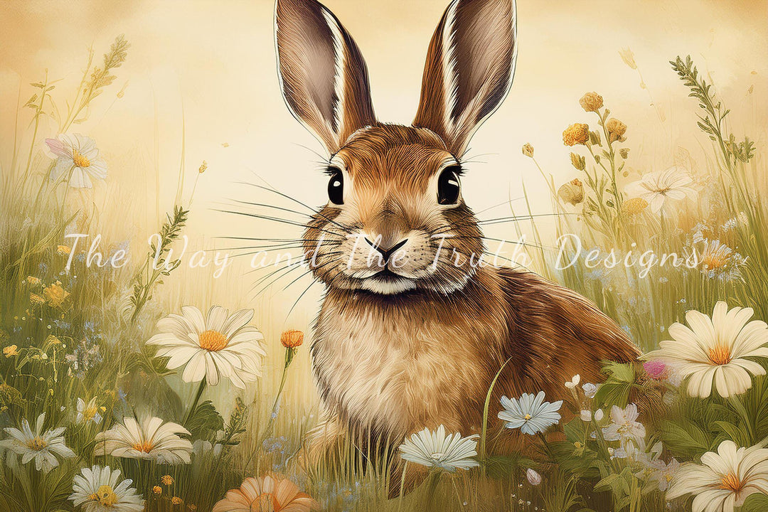 Whimsical Rabbit Art Print for Rustic Woodland Decor - Digital Download