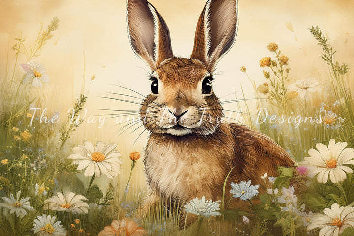 Whimsical Rabbit Art Print for Rustic Woodland Decor - Digital Download