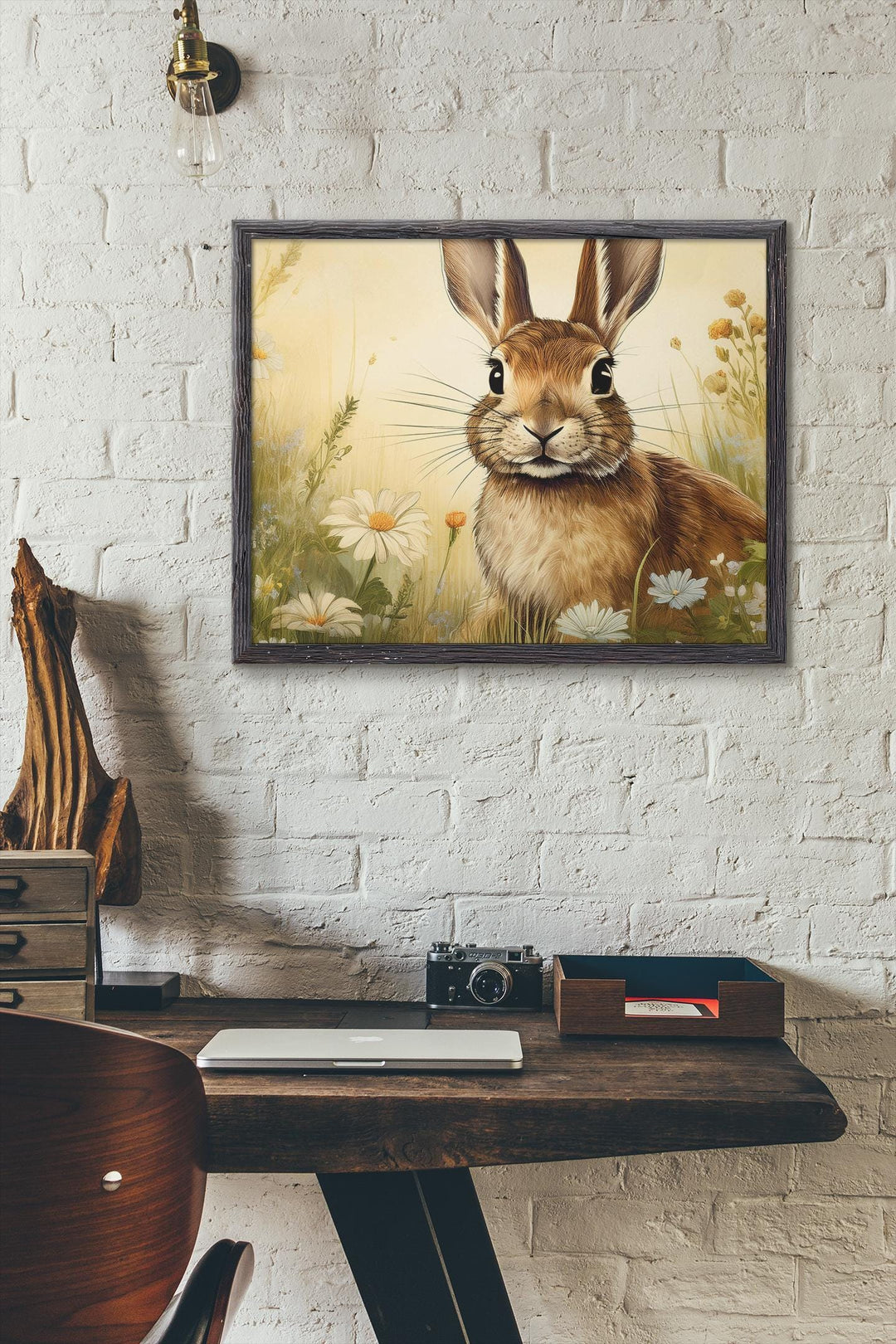 Whimsical Rabbit Art Print for Rustic Woodland Decor - Digital Download