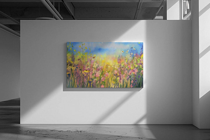 Vibrant Wildflower Meadow Landscape Print | Digital Download | Nature Wall Art | Instant Download | Floral Decor