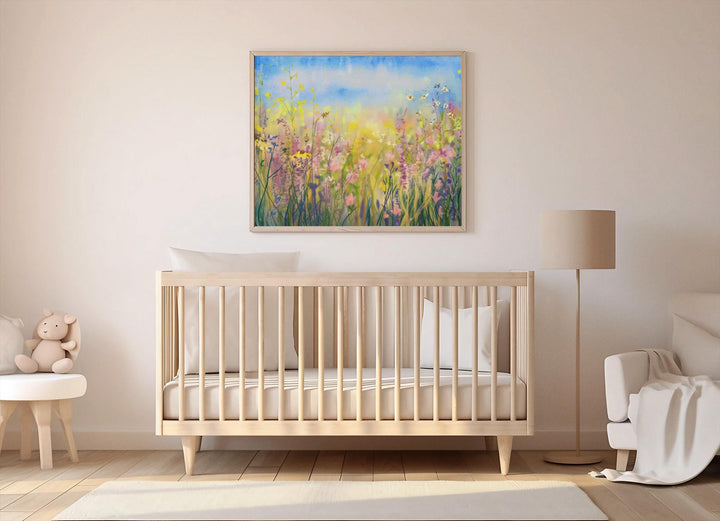 Vibrant Wildflower Meadow Landscape Print | Digital Download | Nature Wall Art | Instant Download | Floral Decor