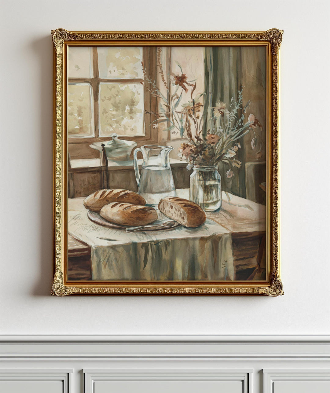 Rustic Table Still Life Watercolor Print - Philippians 4:19 Inspirational Art