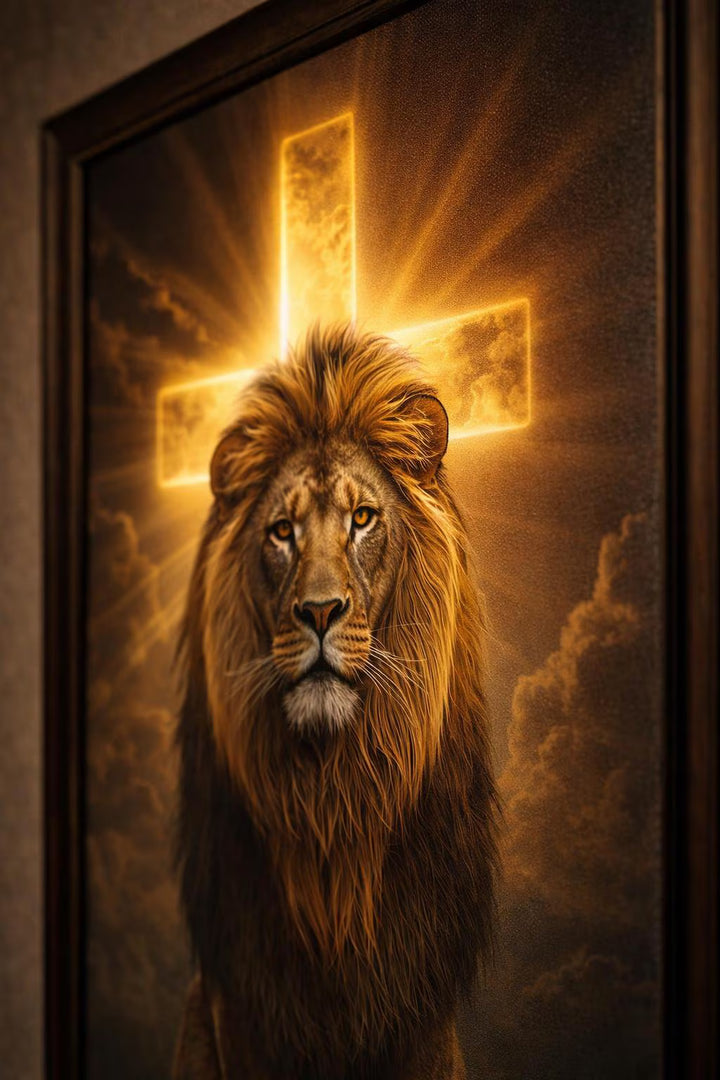 Lion of Judah with Cross Wall Art Digital Download
