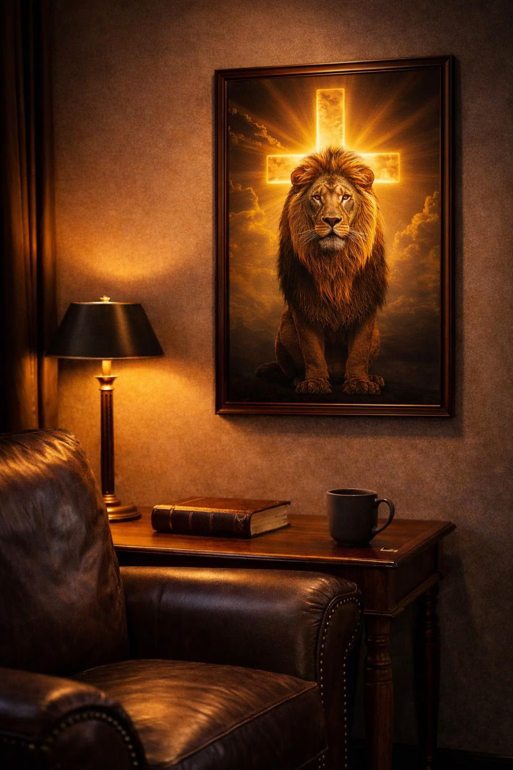 Lion of Judah with Cross Wall Art Digital Download