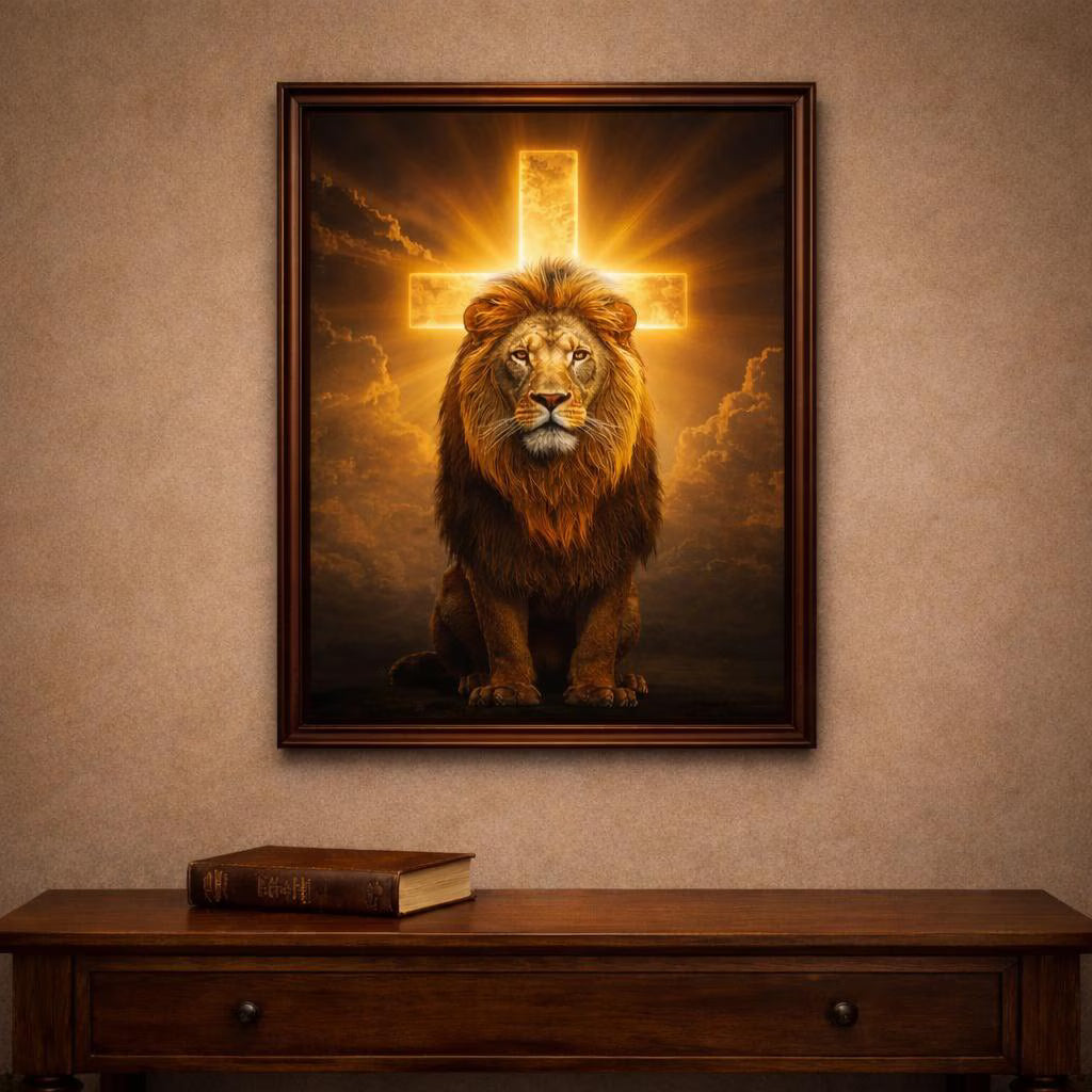 Lion of Judah with Cross Wall Art Digital Download